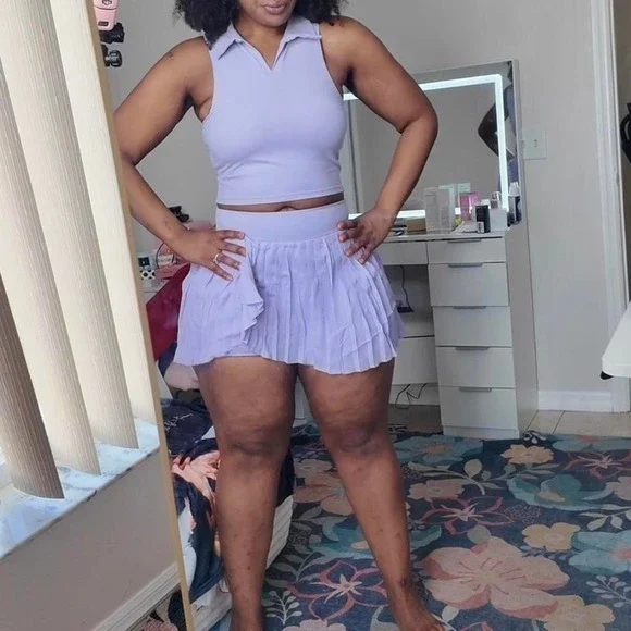 LULU INSPIREDLavender Tennis Skirt Set Y2K Activewear Cute Fit 💜✨ - Picture 2 of 2